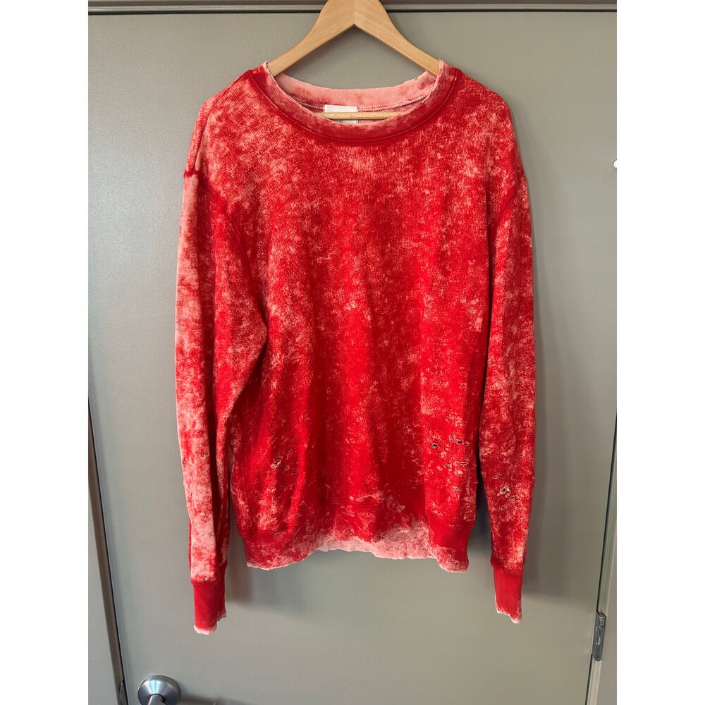 COTTON CITIZEN The Cobain Crew Sweatshirt distressed Crimson Dust Red AcidWash